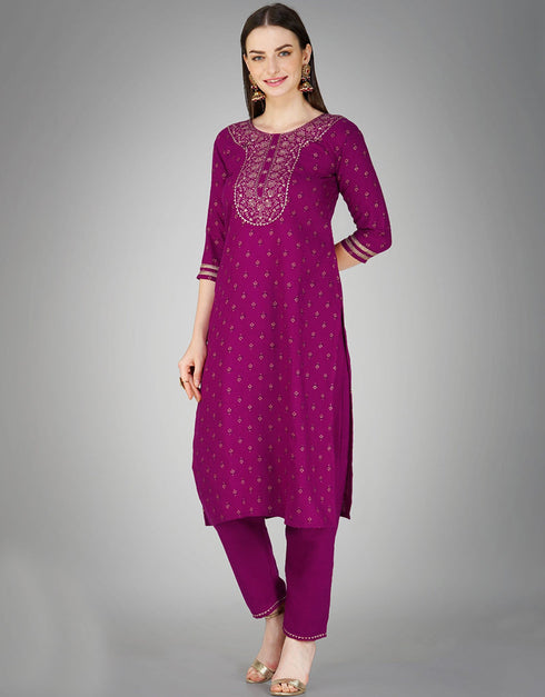 Traditional Function Wear Readymade Cotton Magic Slub Suit Collection Purple Cotton Magic Slub Pant Straight Close-up View